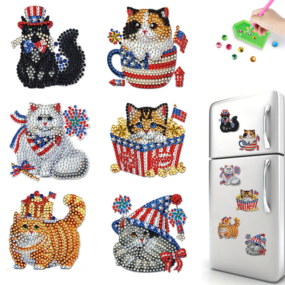 6 Pcs Diamond Art Fridge Magnet DIY Diamond Painting Refrigerator Magnet