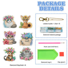 Load image into Gallery viewer, 6Pcs Double Sided Special Shaped Beautiful Pattern Full Drill Keyring for Adults
