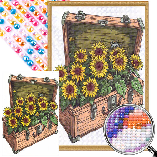 AB Diamond Painting - Full Round - Sunflowers In The Box (40*60CM)