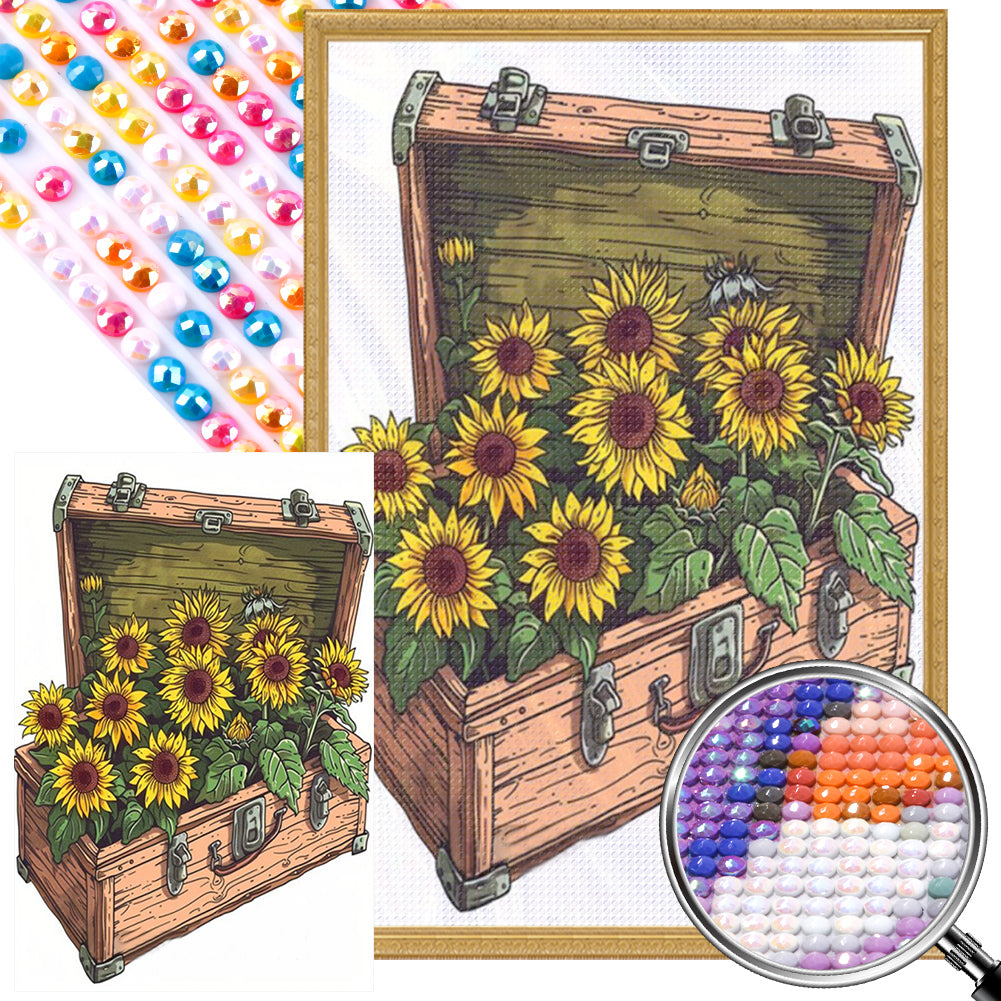 AB Diamond Painting - Full Round - Sunflowers In The Box (40*60CM)