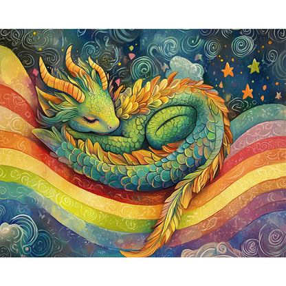 AB Diamond Painting - Full Round - Little Dragon On The Rainbow (50*40CM)
