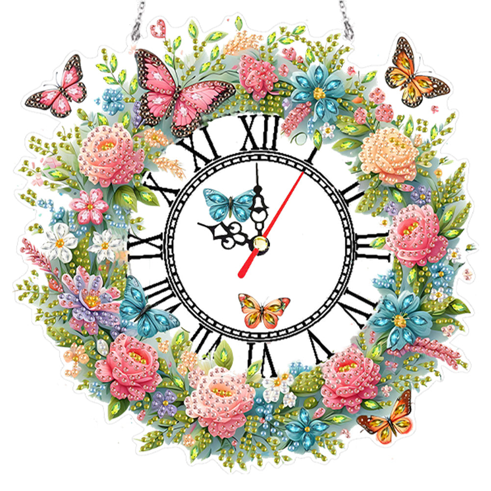 Acrylic Special Shape Flowers 5D Diamond Painting Clock Art Craft for Home Decor