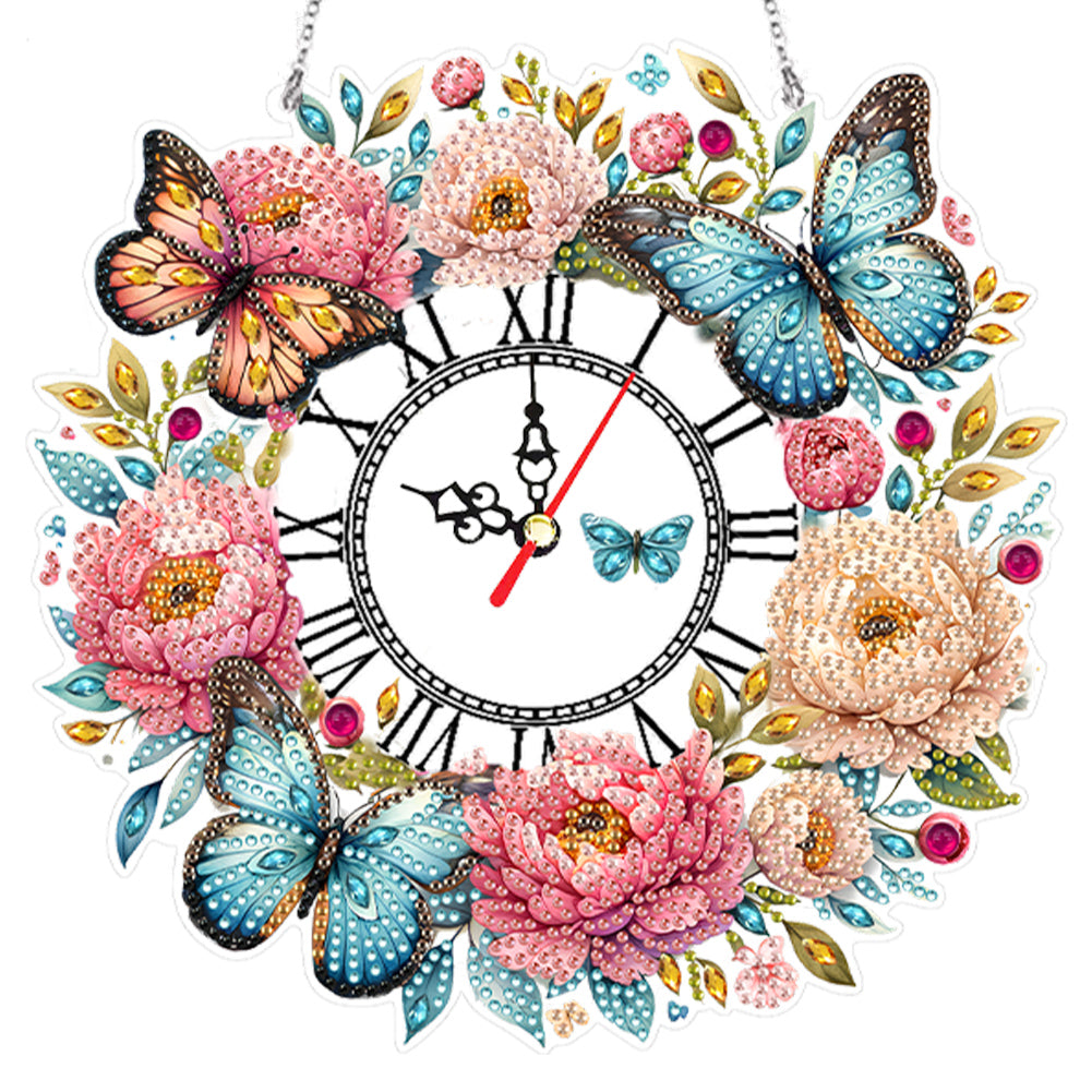 Acrylic Special Shape Flowers 5D Diamond Painting Clock Art Craft for Home Decor