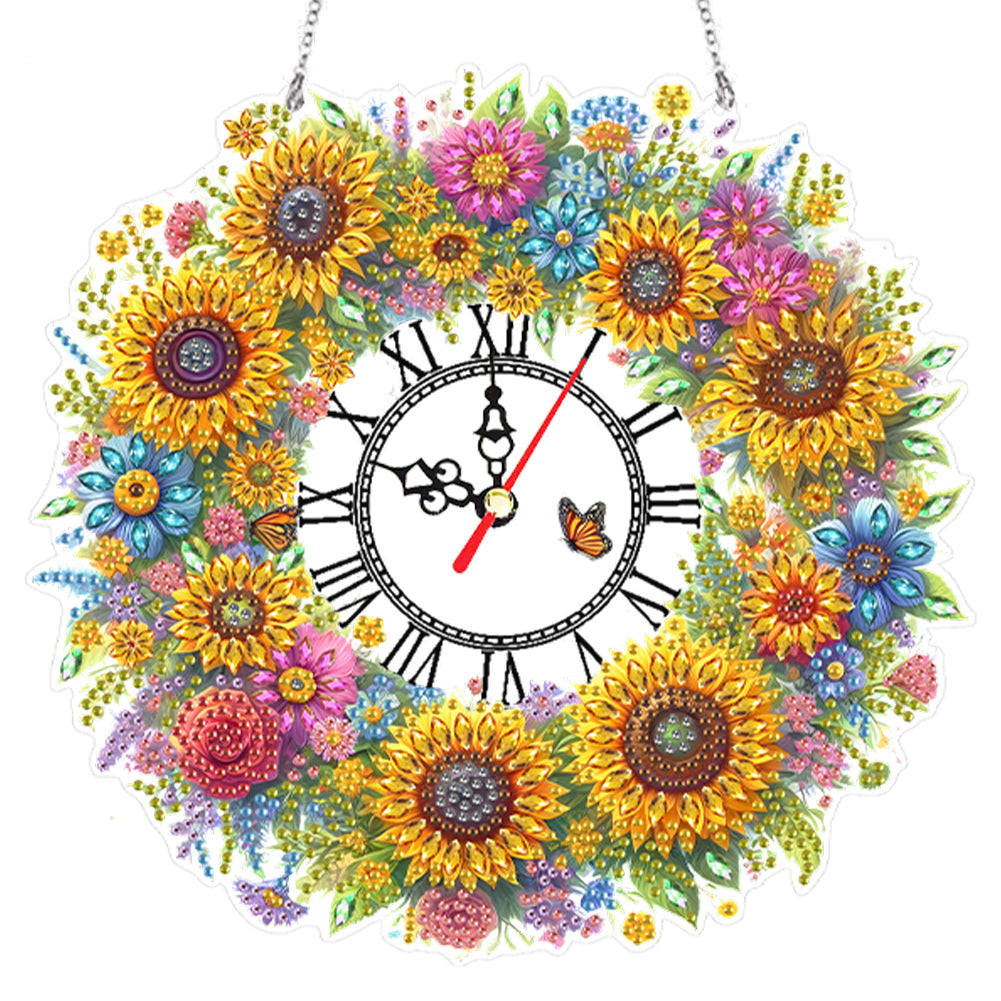 Acrylic Special Shape Flowers 5D Diamond Painting Clock Art Craft for Home Decor