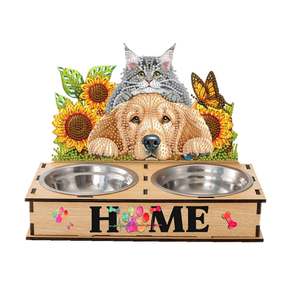 5D DIY Diamond Painting Water Feeder Diamond Art Dog Bowl for Small Medium Pets