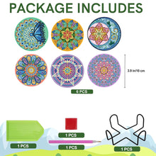 Load image into Gallery viewer, 6Pcs Wooden Beautiful Pattern DIY Diamond Painting Coaster Art with Storage Rack
