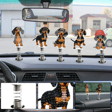Load image into Gallery viewer, 5Pcs Dachshund Diamond Painting Car Dashboard Shake Head Doll for Car Interior
