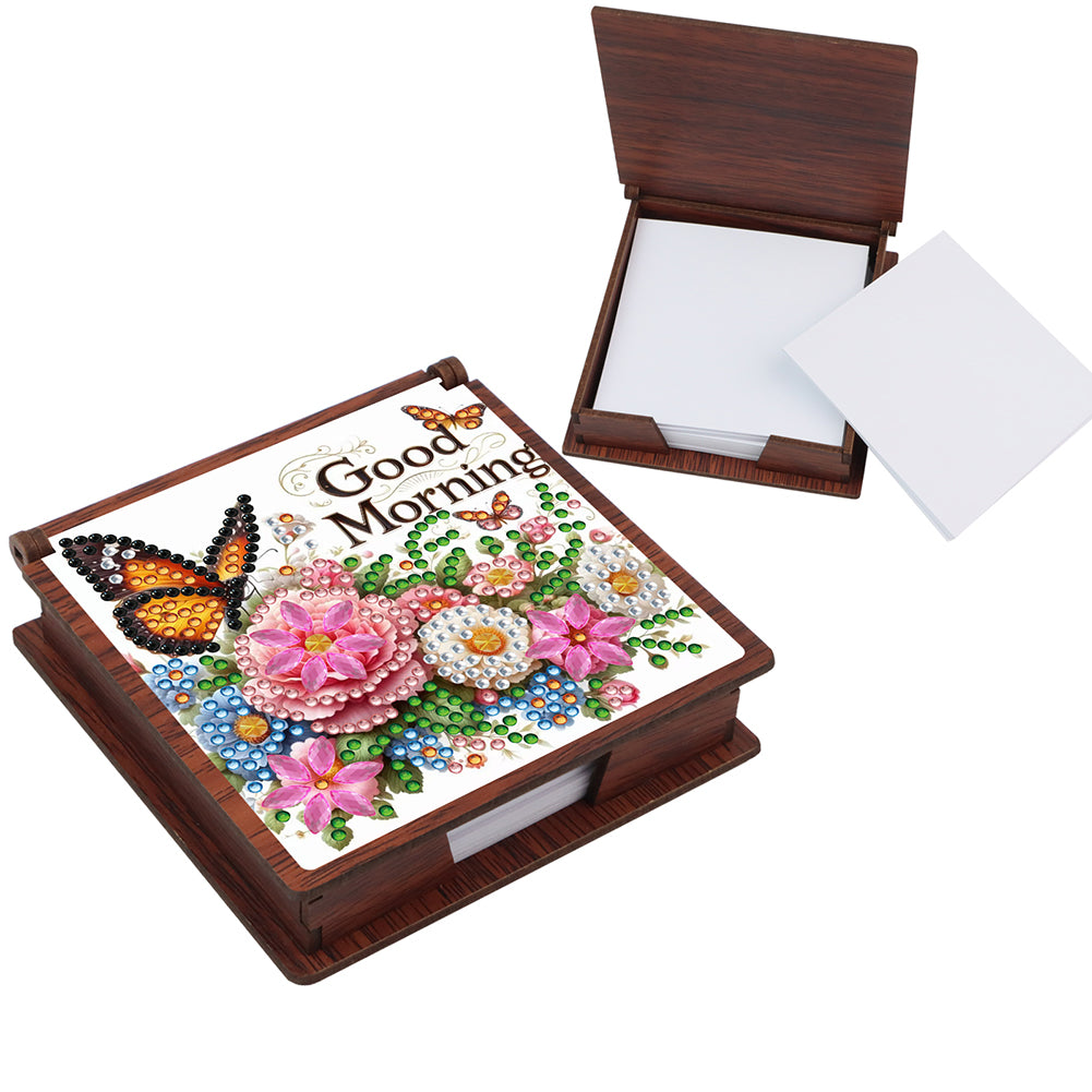 Wooden 5D Diamond Painting Kit Note Box with 160 Sheets Diamond Art Notepad Box
