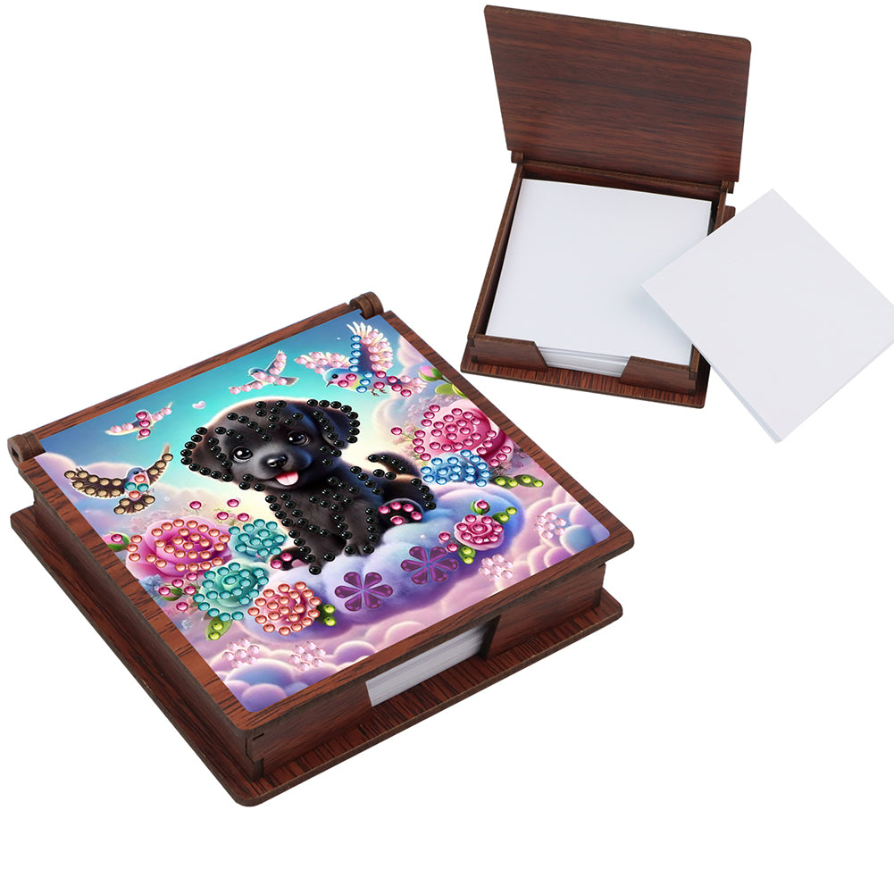 Wooden 5D Diamond Painting Kit Note Box with 160 Sheets Diamond Art Notepad Box