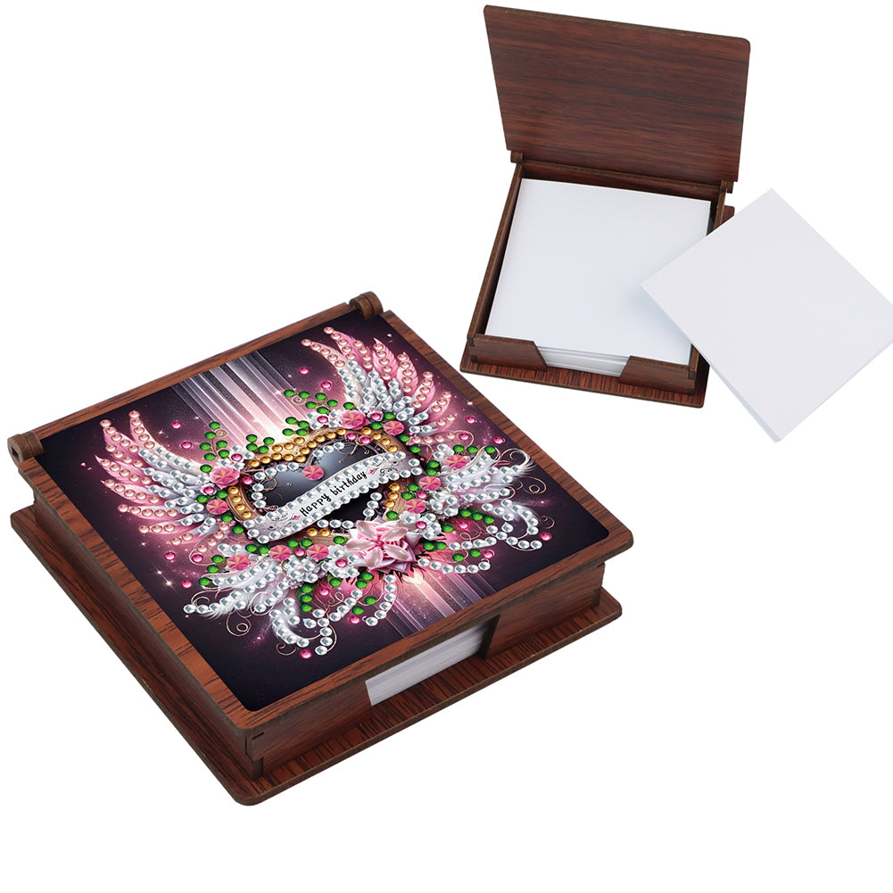Wooden 5D Diamond Painting Kit Note Box with 160 Sheets Diamond Art Notepad Box