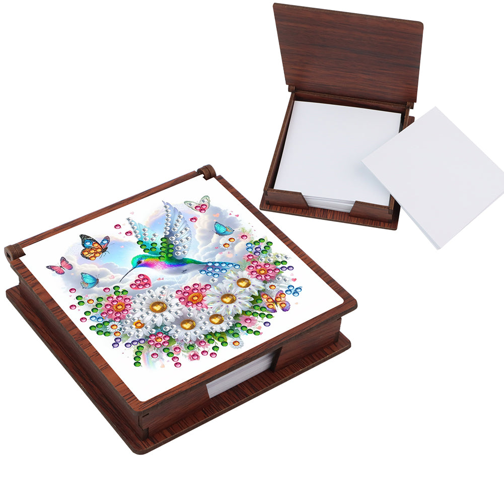 Wooden 5D Diamond Painting Kit Note Box with 160 Sheets Diamond Art Notepad Box