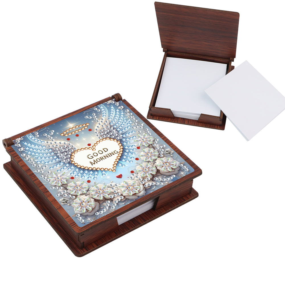 Wooden 5D Diamond Painting Kit Note Box with 160 Sheets Diamond Art Notepad Box