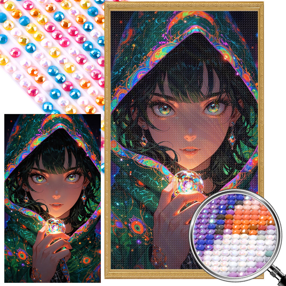 AB Diamond Painting - Full Round - Magic Crystal And Cape Girl (40*70CM)