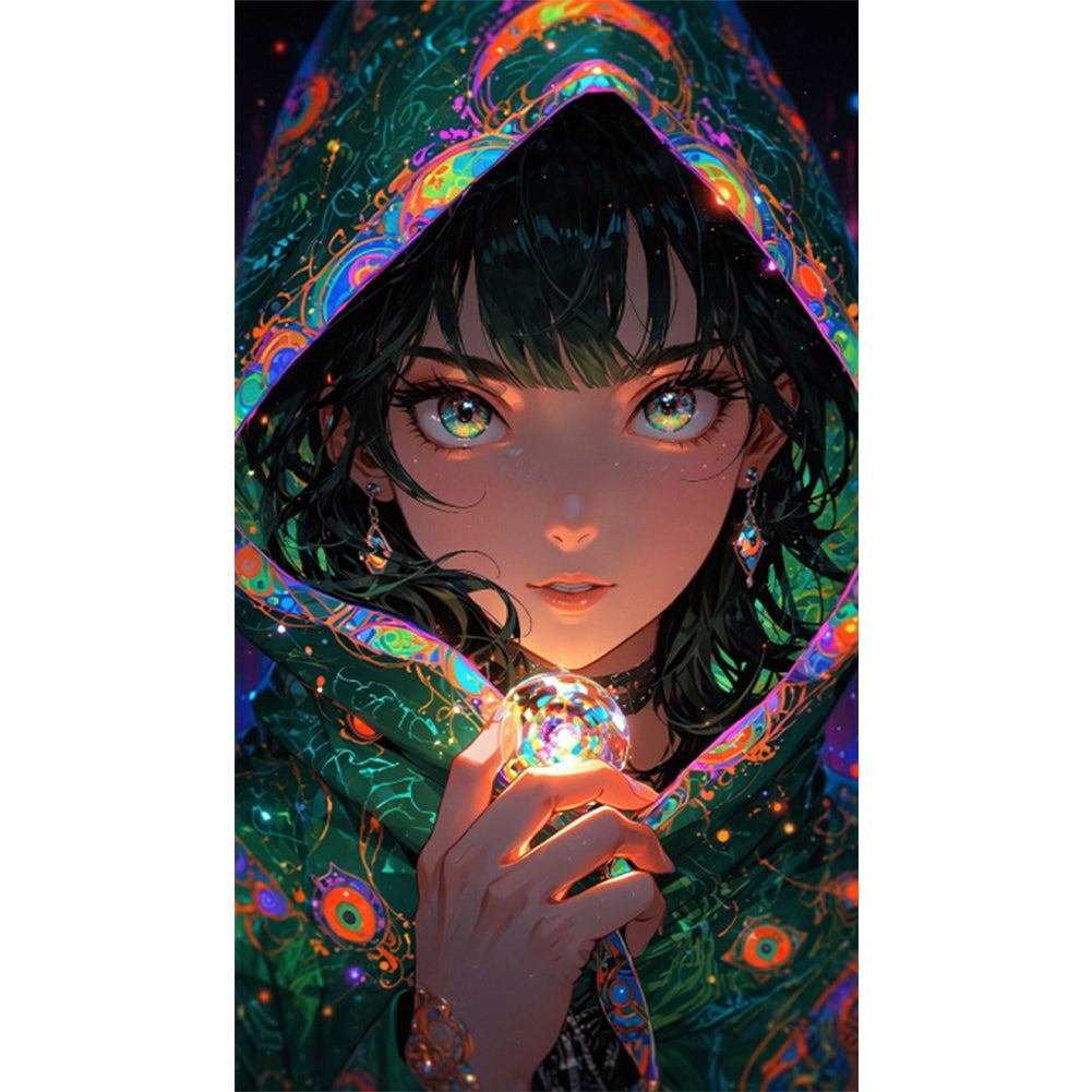 AB Diamond Painting - Full Round - Magic Crystal And Cape Girl (40*70CM)