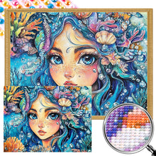 Load image into Gallery viewer, AB Diamond Painting - Full Round - Blue-Haired Ocean Girl (40*30CM)
