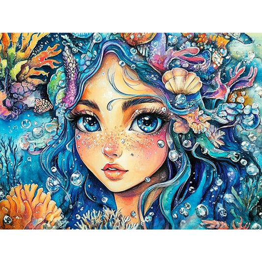 AB Diamond Painting - Full Round - Blue-Haired Ocean Girl (40*30CM)