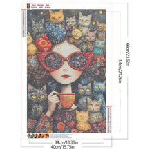 Load image into Gallery viewer, Diamond Painting - Full Round - Coffee Cat Girl (40*60CM)
