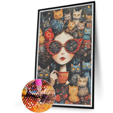 Load image into Gallery viewer, Diamond Painting - Full Round - Coffee Cat Girl (40*60CM)
