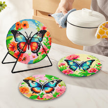 Load image into Gallery viewer, 4 Pcs Wooden Diamond Painting Placemats with Holder Round Diamond Art Table Mats
