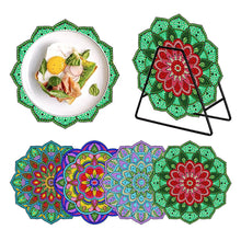 Load image into Gallery viewer, 4 Pcs Wooden Diamond Painting Placemats with Holder Round Diamond Art Table Mats
