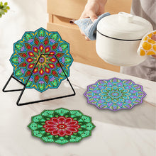 Load image into Gallery viewer, 4 Pcs Wooden Diamond Painting Placemats with Holder Round Diamond Art Table Mats
