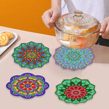 Load image into Gallery viewer, 4 Pcs Wooden Diamond Painting Placemats with Holder Round Diamond Art Table Mats

