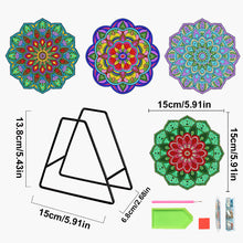 Load image into Gallery viewer, 4 Pcs Wooden Diamond Painting Placemats with Holder Round Diamond Art Table Mats
