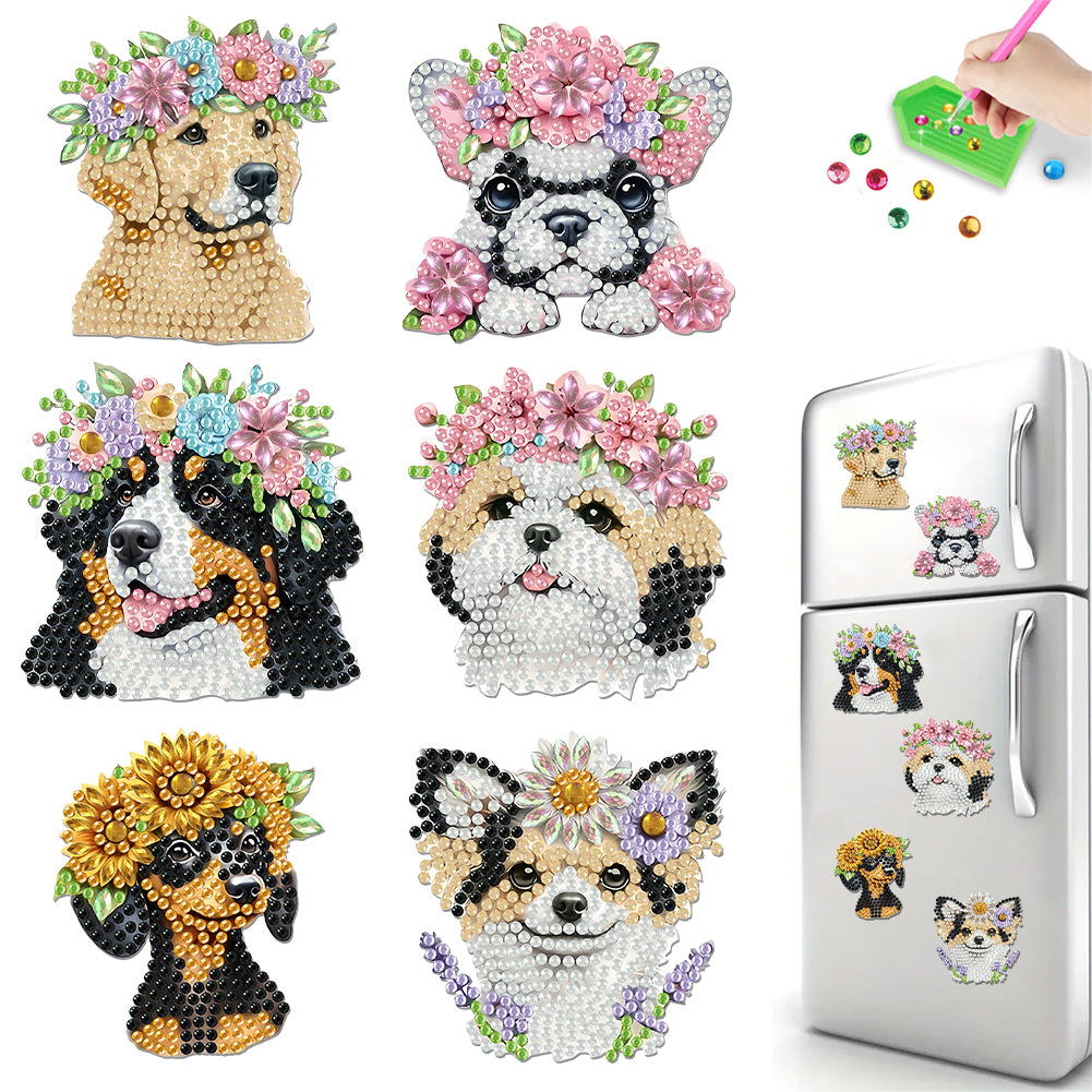 6 Pieces/set Animal Cake DIY Diamond Painting Magnets Refrigerator Fridge Magnet
