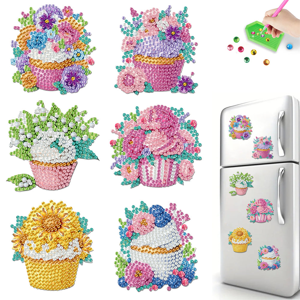 6 Pieces/set Animal Cake DIY Diamond Painting Magnets Refrigerator Fridge Magnet