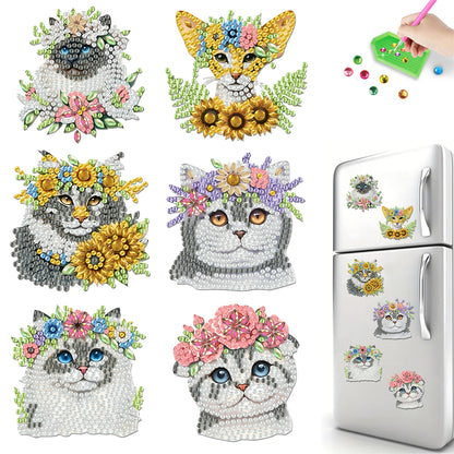 6 Pieces/set Animal Cake DIY Diamond Painting Magnets Refrigerator Fridge Magnet