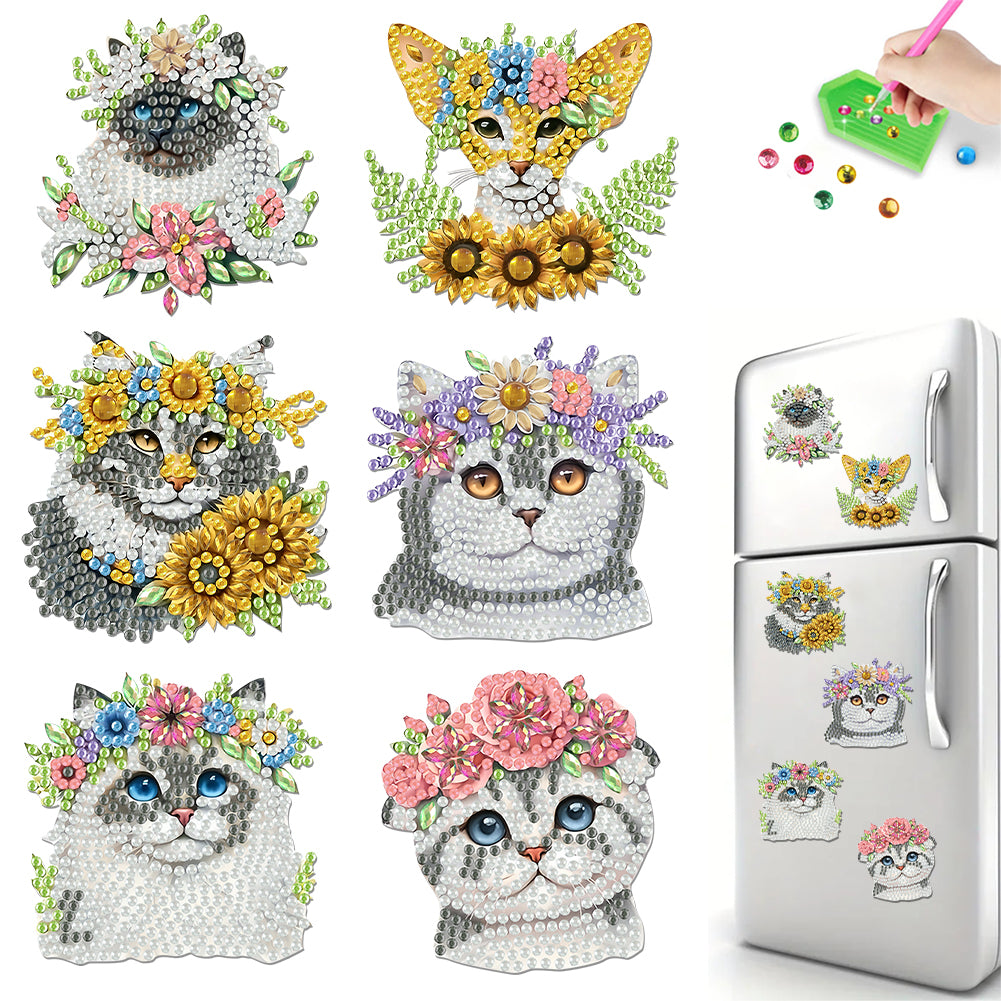 6 Pieces/set Animal Cake DIY Diamond Painting Magnets Refrigerator Fridge Magnet