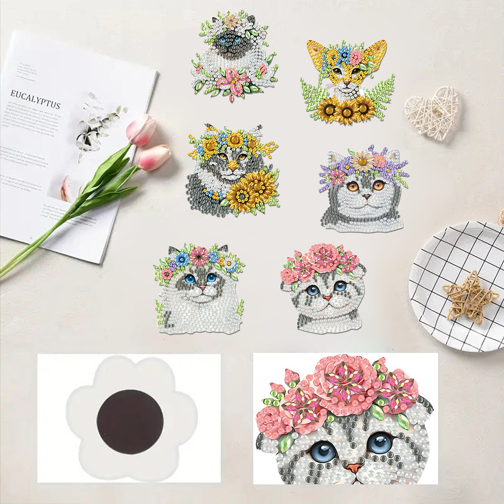 6 Pieces/set Animal Cake DIY Diamond Painting Magnets Refrigerator Fridge Magnet