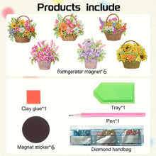 Load image into Gallery viewer, 6pcs Flower Insect DIY Diamond Painting Magnet Refrigerator for Adults Beginners
