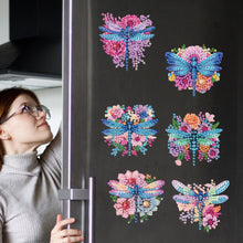 Load image into Gallery viewer, 6pcs Flower Insect DIY Diamond Painting Magnet Refrigerator for Adults Beginners
