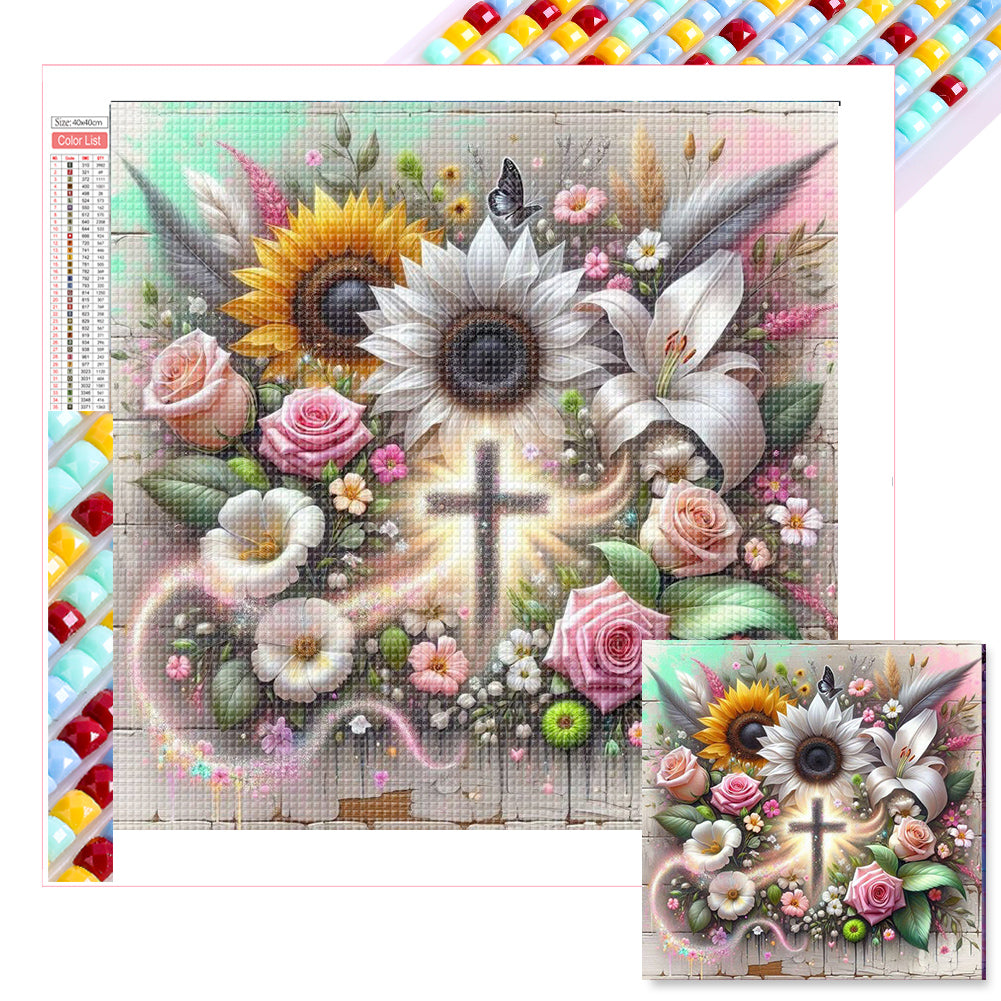 Diamond Painting - Full Square - Cross Flowers (40*40CM)