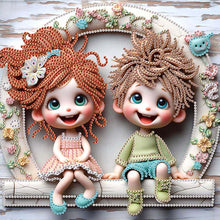 Load image into Gallery viewer, Diamond Painting - Partial Special Shaped - Cute Children (30*30CM)
