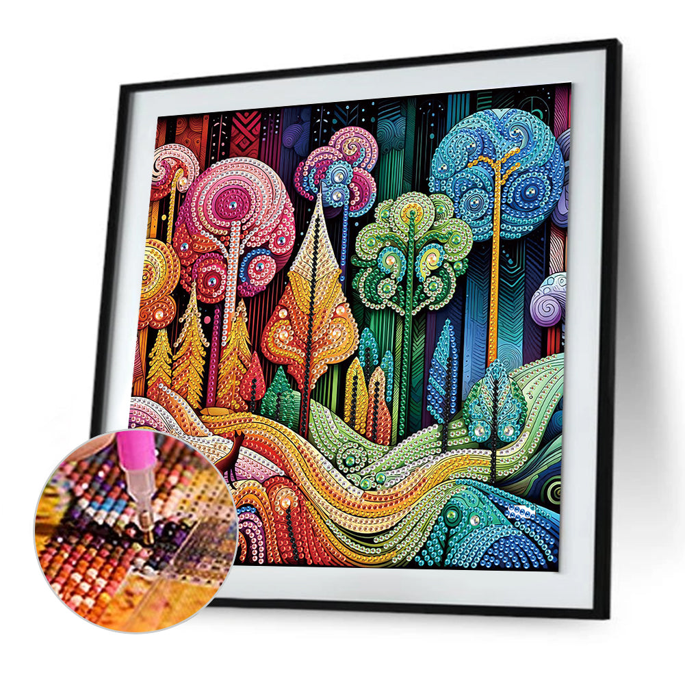 Diamond Painting - Partial Special Shaped - Colorful City Houses (30*30CM)