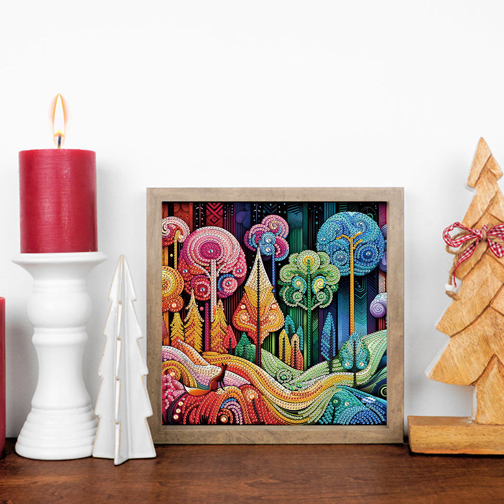 Diamond Painting - Partial Special Shaped - Colorful City Houses (30*30CM)