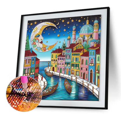 Diamond Painting - Partial Special Shaped - Colorful City Houses (30*30CM)