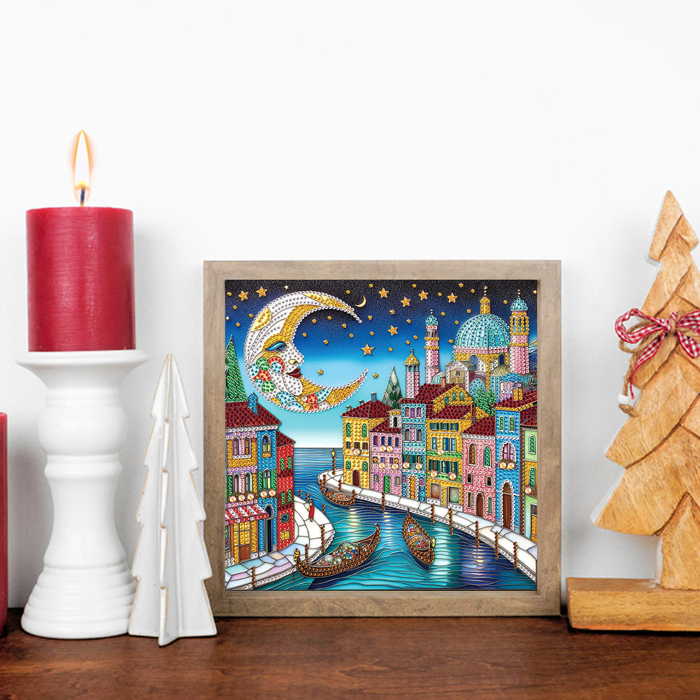 Diamond Painting - Partial Special Shaped - Colorful City Houses (30*30CM)