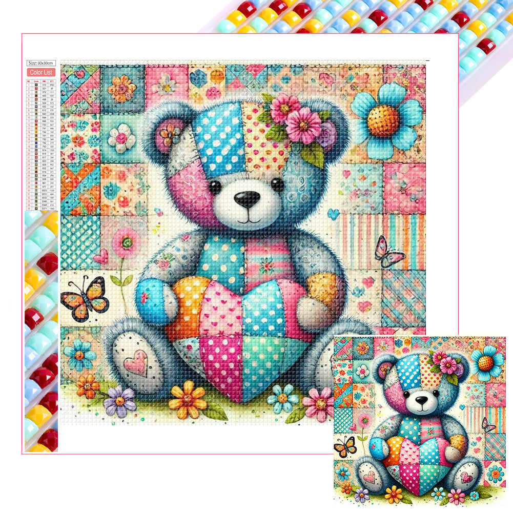 Diamond Painting - Full Square - Colorful Patchwork Bear (30*30CM)