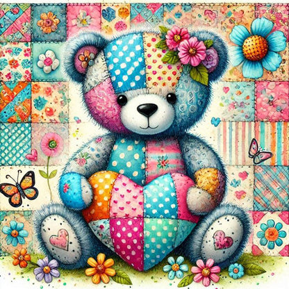 Diamond Painting - Full Square - Colorful Patchwork Bear (30*30CM)