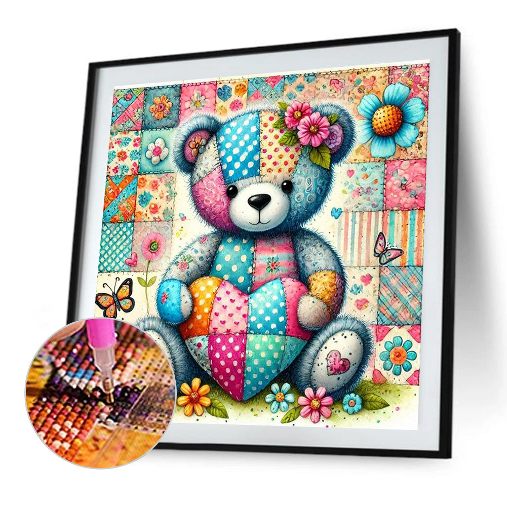 Diamond Painting - Full Square - Colorful Patchwork Bear (30*30CM)