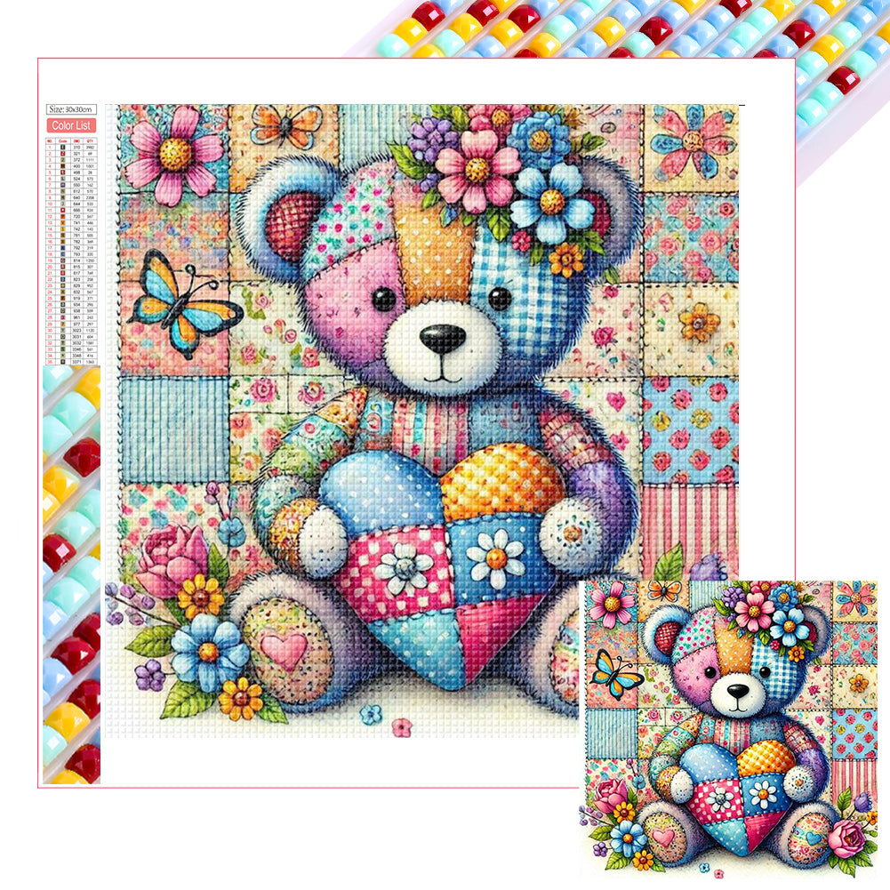 Diamond Painting - Full Square - Colorful Patchwork Bear (30*30CM)