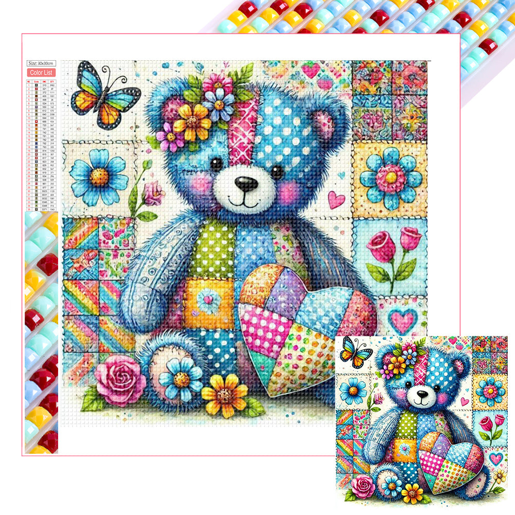 Diamond Painting - Full Square - Colorful Patchwork Bear (30*30CM)