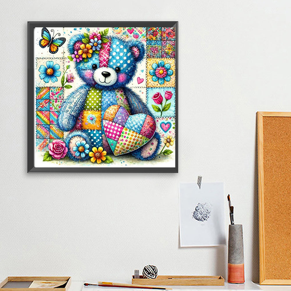 Diamond Painting - Full Square - Colorful Patchwork Bear (30*30CM)