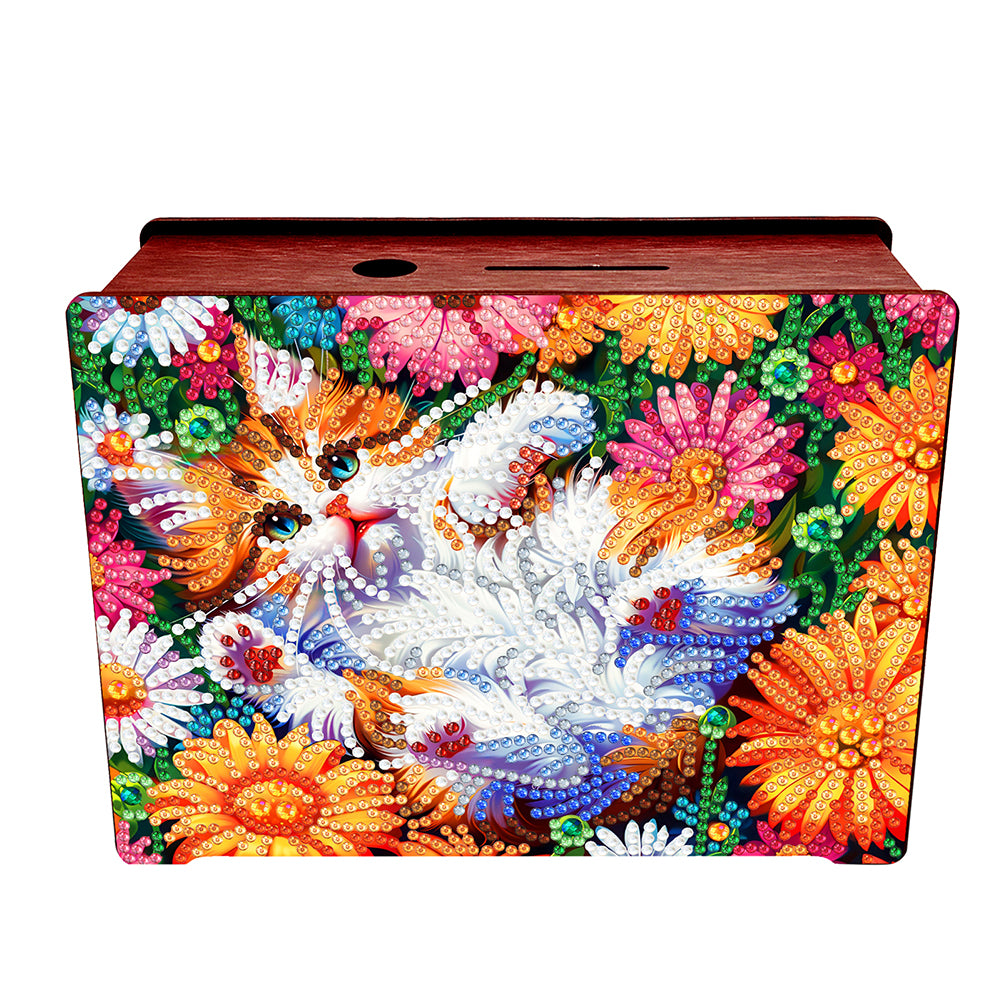 Diamond Painting Piggy Bank Wooden Coin Bank Storage Box for Home Decor and Gift