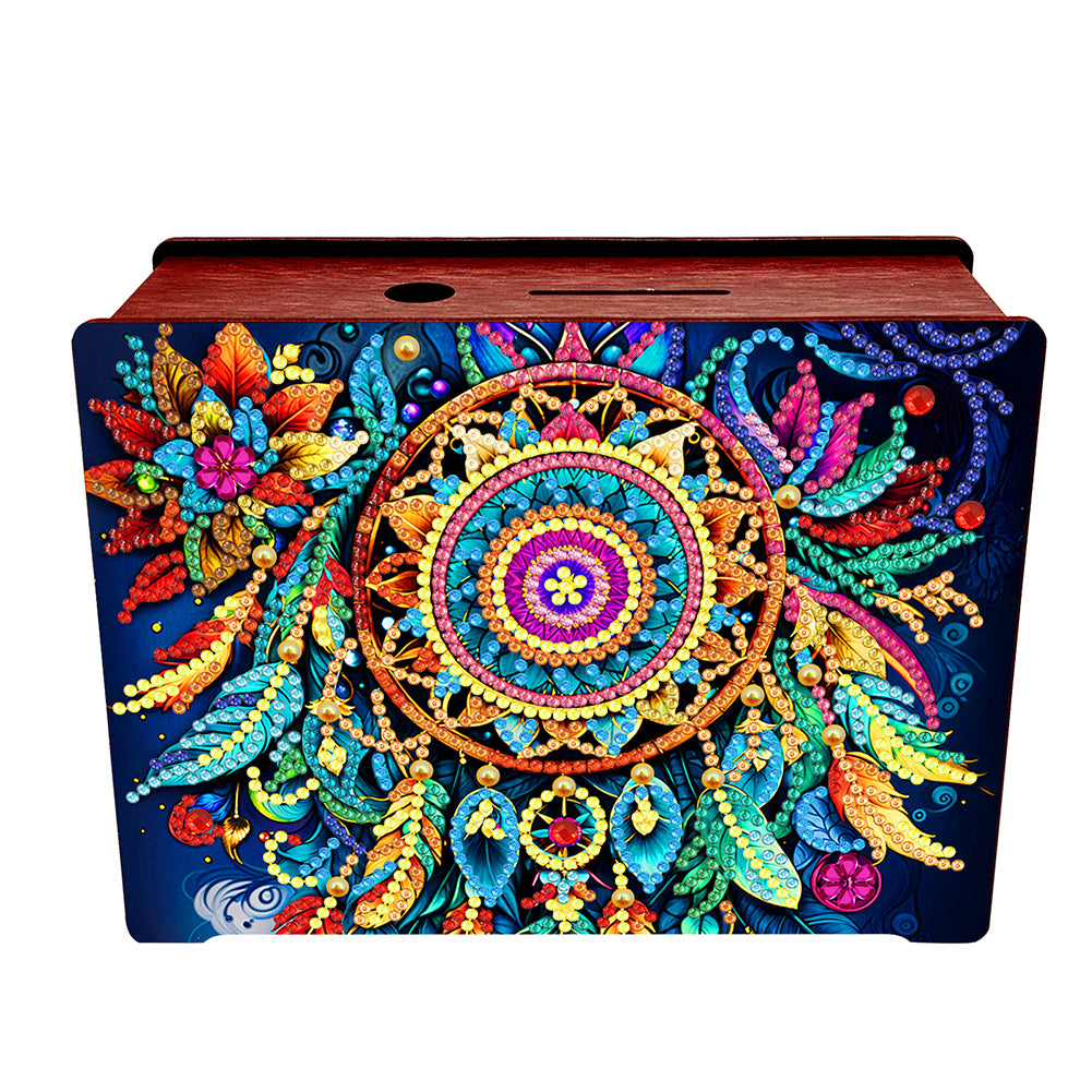 Diamond Painting Piggy Bank Wooden Coin Bank Storage Box for Home Decor and Gift