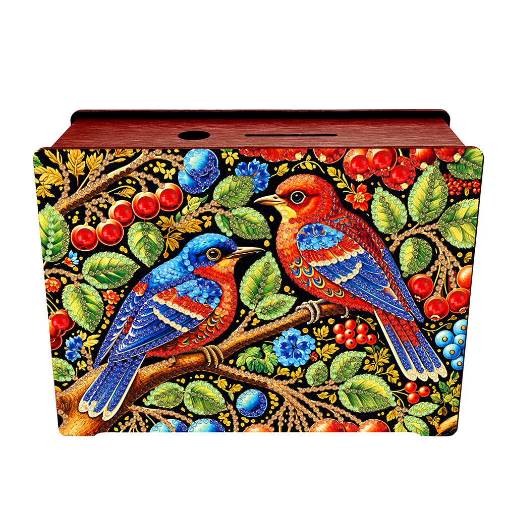 Diamond Painting Piggy Bank Wooden Coin Bank Storage Box for Home Decor and Gift