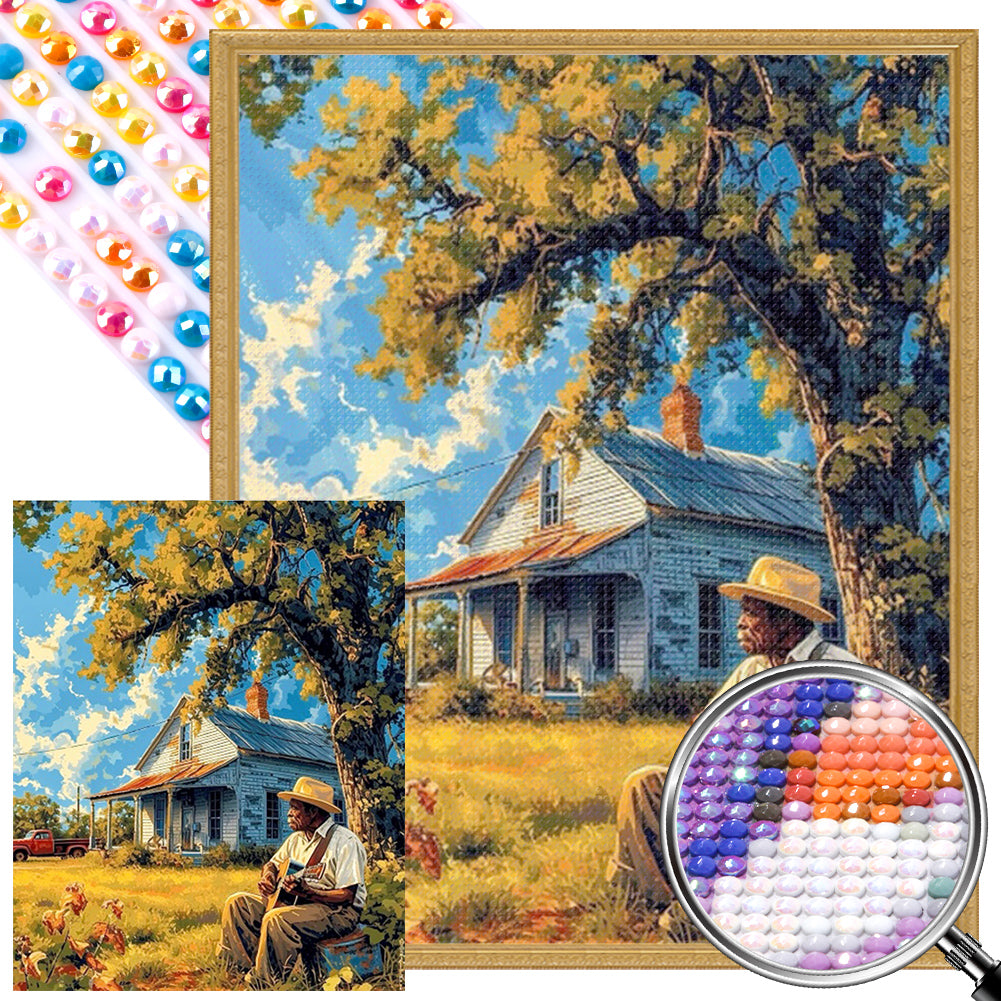 AB Diamond Painting - Full Round - Old Man And Farm (40*50CM)